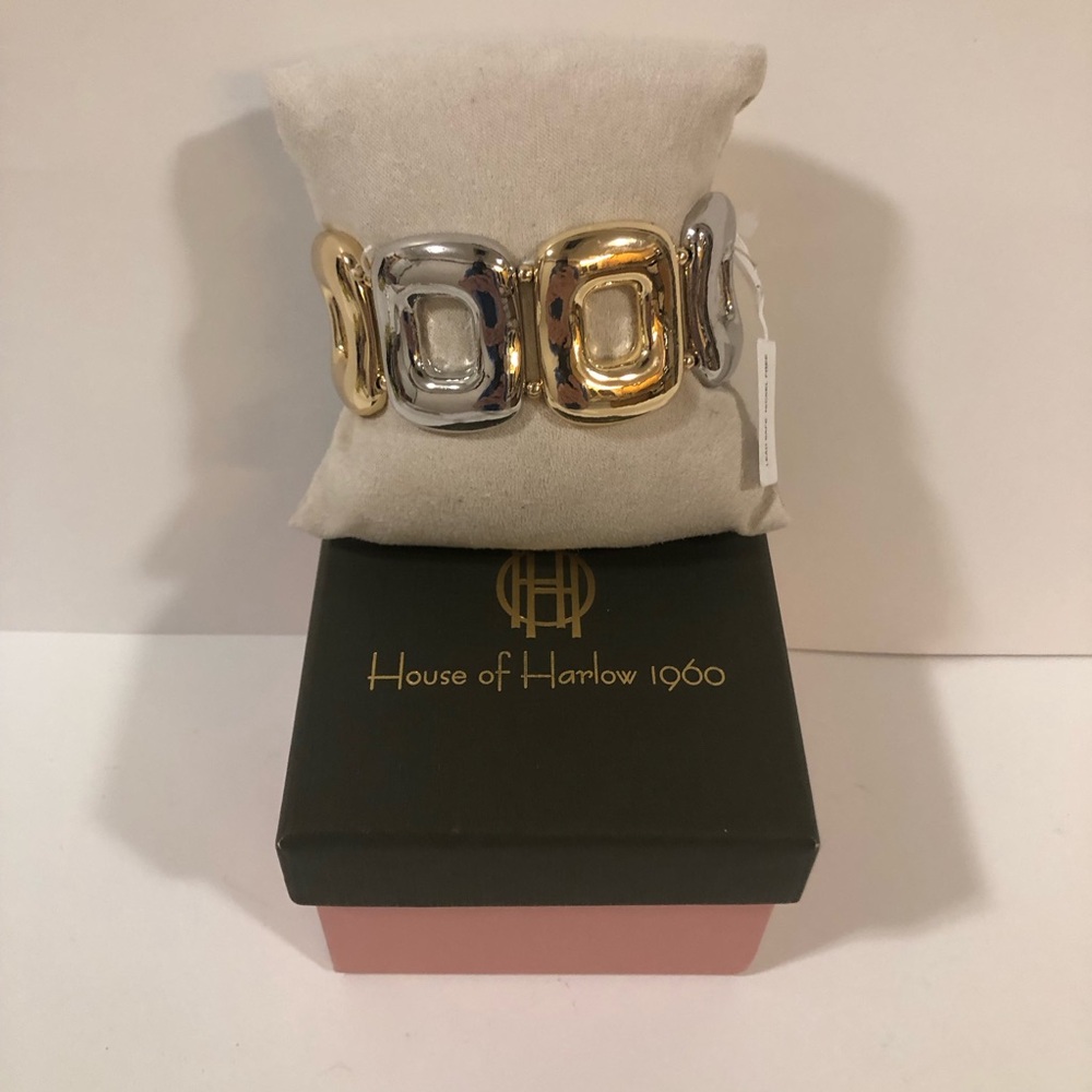 House of Harlow Silver & Gold Tone Stretchy Bracelet NWT